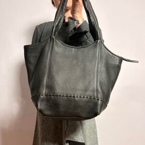 Elegant Black Leather Tote Bag
